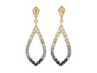 Jewellery, EARRINGS, 18K gold with 48 blue and white sapphires 1,05 ctw