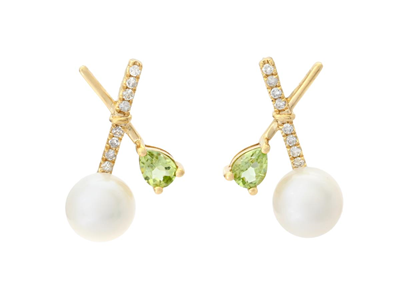 Jewellery, PEARL EARRINGS, 18K gold with cultured freshwater pearls approx. 6 mm