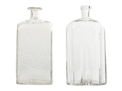 Glass, 2 LIQUOR DECANTERS, glass