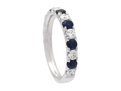 Jewellery, ETERNITY RING, 18K white gold with 5 blue sapphires 0,55 ctw