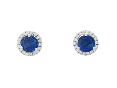 Jewellery, EARRINGS, 18K white gold with 2 blue sapphires 0,69 ctw