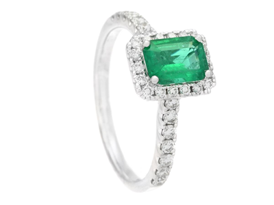 Jewellery, RING, 18K white gold with emerald 0,74 ct