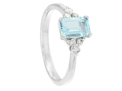 Jewellery, RING, 18K white gold with aquamarine 0,70 ctw