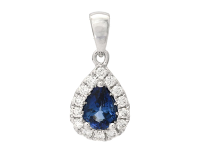 Jewellery, PENDANT, 18K white gold with blue sapphire 0,49 ctw