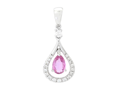 Jewellery, PENDANT, 18K white gold with pink sapphire 0,41 ct