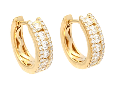 Jewellery, HOOP EARRINGS, 18K gold with 68 brilliant cut diamonds 0,56 ctw