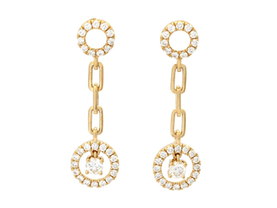 Jewellery, EARRINGS, 18K gold with 56 brilliant cut diamonds 0,55 ctw