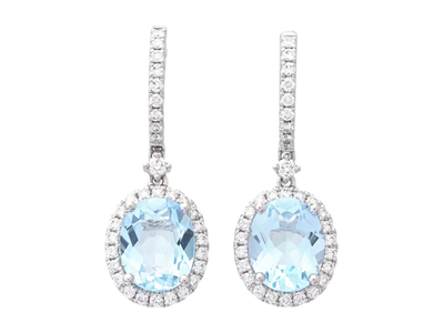 Jewellery, EARRINGS, 18K white gold with oval blue topaz 6,01 ctw