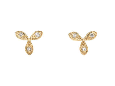 Jewellery, EARRINGS, 18K gold with single cut diamonds 0,03 ctw