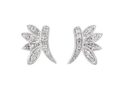 Jewellery, EARRINGS, 18K white gold with single cut diamonds 0,10 ctw