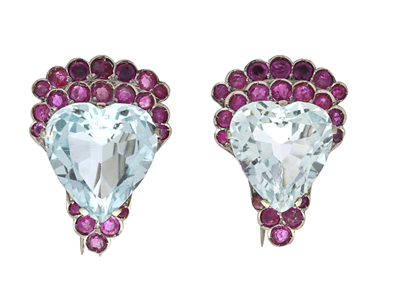 Jewellery, ONE PAIR BROOCHES, 18K white gold