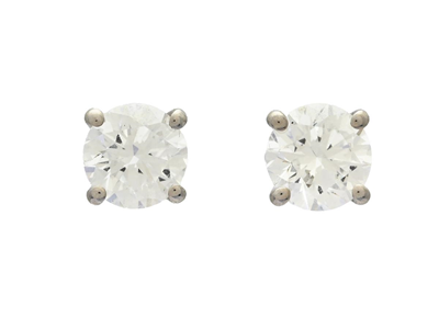 Jewellery, SOLITAIRE EARRINGS, 18K white gold