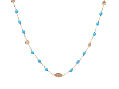 Jewellery, NECKLACE, 18K gold with turquoises 5,76 ctw