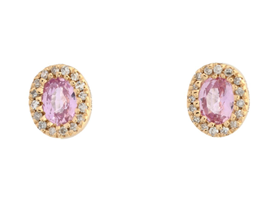 Jewellery, EARRINGS, 18K gold with pink sapphires 0,38 ctw