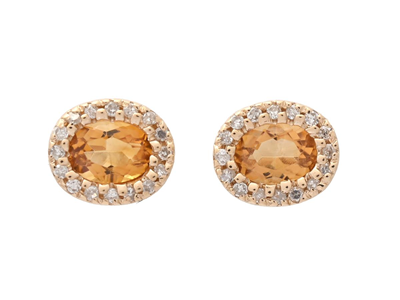 Jewellery, EARRINGS, 18K gold with oval citrines 0,30 ctw