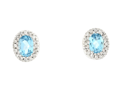 Jewellery, EARRINGS, 18K white gold with blue topazes 0,45 ctw