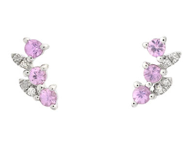 Jewellery, EARRINGS, 18K white gold with 6 pink sapphires 0,21 ctw