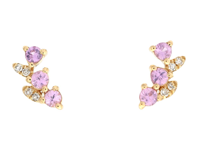 Jewellery, EARRINGS, 18K gold with 6 pink sapphires 0,20 ctw