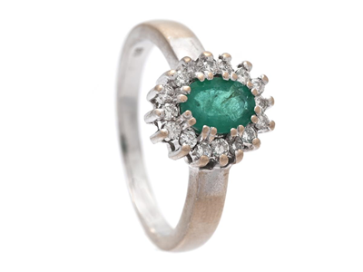 Jewellery, CLUSTER RING, 18K white gold