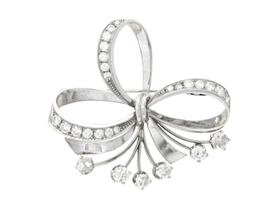 Jewellery, BROOCH, 18K white gold
