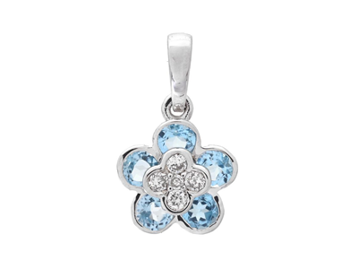 Jewellery, PENDANT, 18K white gold with blue topazes 0,53 ctw