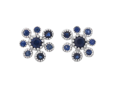 Jewellery, EARRINGS, 18K white gold with blue sapphires 0,53 ctw