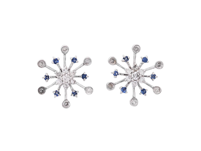 Jewellery, EARRINGS, 18K white gold with blue sapphires 0,06 ctw