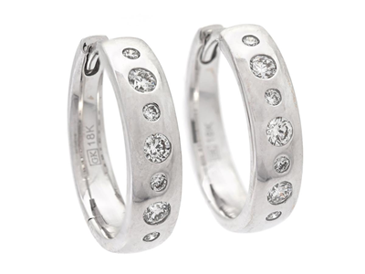 Jewellery, HOOP EARRINGS, 18K white gold