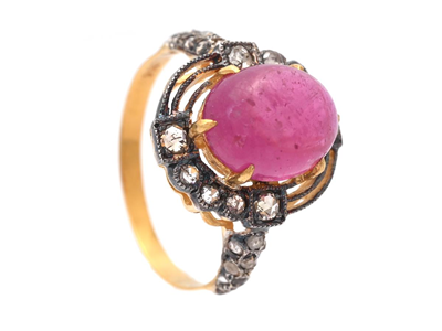 Jewellery, RING, 18K gold/gilt silver