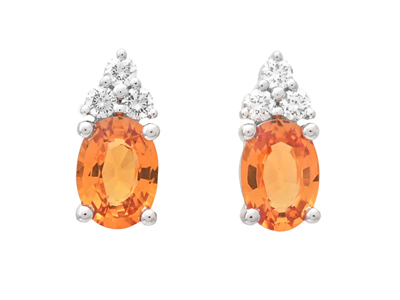 Jewellery, EARRINGS, 18K white gold with orange sapphires 1,98 ctw