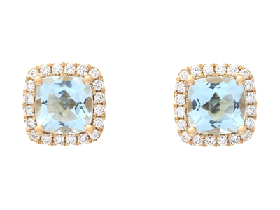 Jewellery, EARRINGS, 18K gold with cushion cut blue topazes 3,90 ctw