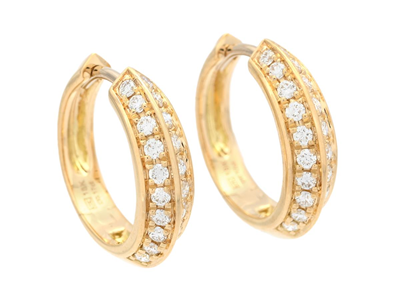 Jewellery, HOOP EARRINGS, 18K gold with 40 brilliant cut diamonds 0,33 ctw
