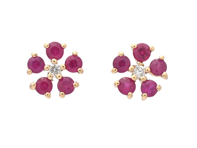 Jewellery, EARRINGS, 18K gold with 10 items rubies 0,39 ctw