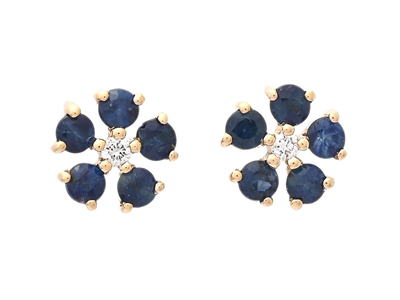Jewellery, EARRINGS, 18K gold with 10 items blue sapphires 0,47 ctw