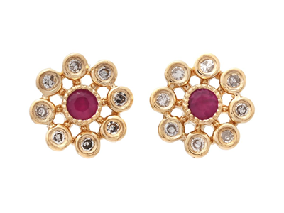 Jewellery, EARRINGS, 18K gold with rubies 0,16 ctw