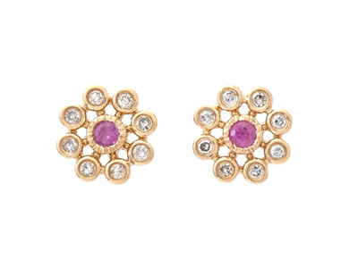 Jewellery, EARRINGS, 18K gold with pink sapphires 0,13 ctw