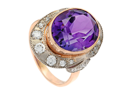 Jewellery, RING, 14K rose gold/white gold