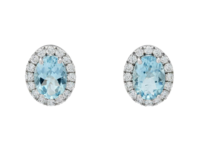 Jewellery, CLUSTER EARRINGS, 18K white gold