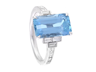 Jewellery, RING, 18K white gold with aquamarine 4,42 ctw