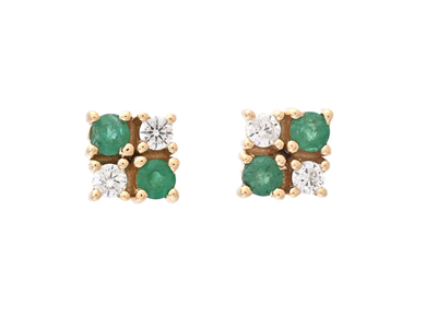 Jewellery, EARRINGS, 18K gold with emeralds 0,15 ctw