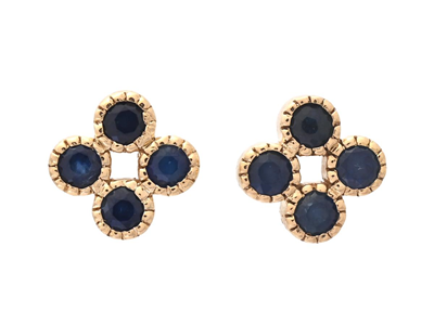 Jewellery, EARRINGS, 18K gold with 4 blue sapphires 0,33 ctw