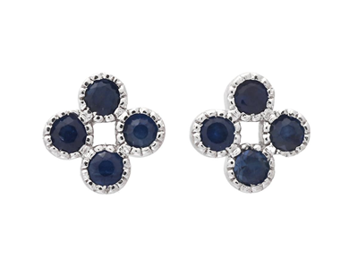 Jewellery, EARRINGS, 18K white gold with 4 blue sapphires 0,33 ctw