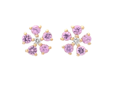 Jewellery, EARRINGS, 18K gold with pink sapphires 0,35 ctw