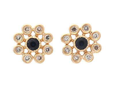 Jewellery, EARRINGS, 18K gold with blue sapphires 0,13 ctw