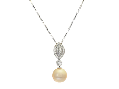 Jewellery, PENDANT WITH CHAIN, 18K white gold