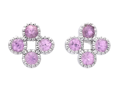 Jewellery, EARRINGS, 18K white gold with 4 pink sapphires 0,31 ctw