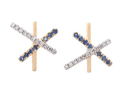 Jewellery, EARRINGS, 18K gold with blue sapphires 0,08 ctw