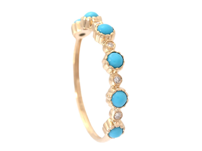 Jewellery, RING, 18K gold with turquoises 0,52 ctw