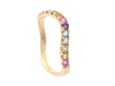 Jewellery, RING, 18K gold with colourstones 0,41 ctw