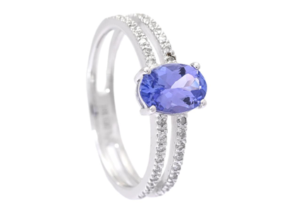 Jewellery, RING, 18K white gold with tanzanite 0,60 ctw
